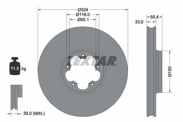 Disc frana Textar FORD TRANSIT CUSTOM V362 bus (F3) 2015-2023 - 92347103
