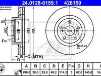 Disc frana TOYOTA AURIS (ZWE18, NZE18, ZRE18) (2012 - 2016) ATE 24.0128-0159.1 piesa NOUA