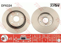 Disc frana Toyota Avensis Estate (Zrt27, Adt27), 02.2009-2019, TRW