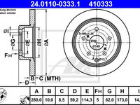 Disc frana TOYOTA AVENSIS limuzina (T25) (2003 - 2008) ATE 24.0110-0333.1