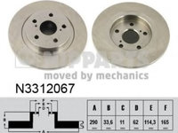 Disc frana TOYOTA AVENSIS limuzina (ZRT27, ADT27) (2008 - 2016) NIPPARTS N3312067