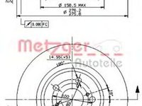 Disc frana TOYOTA AVENSIS T22 METZGER 6887.1