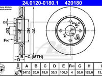 Disc frana TOYOTA AYGO (PAB4_, KGB4_) (2014 - 2016) ATE 24.0120-0180.1