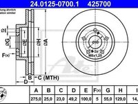 Disc frana TOYOTA CELICA ZZT23 ATE 24.0125-0700.1