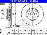 Disc frana TOYOTA COROLLA (CDE12, ZZE12, NDE12, ZDE12) (2001 - 2007) ATE 24.0125-0168.1 piesa NOUA