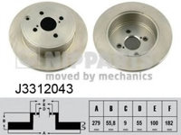 Disc frana TOYOTA COROLLA (CDE12_, ZZE12_, NDE12_, ZDE12_) (2001 - 2007) NIPPARTS J3312043