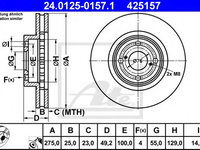 Disc frana TOYOTA COROLLA (CDE12_, ZZE12_, NDE12_, ZDE12_) (2001 - 2007) ATE 24.0125-0157.1