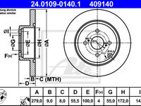 Disc frana TOYOTA COROLLA Combi (_E12J_, _E12T_) (2001 - 2007) ATE 24.0109-0140.1