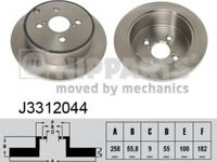 Disc frana TOYOTA COROLLA limuzina (_E12J_, _E12T_) (2001 - 2008) NIPPARTS J3312044