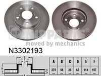 Disc frana TOYOTA HILUX III pick-up KUN TGN LAN GGN NIPPARTS N3302193