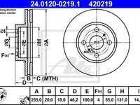 Disc frana TOYOTA IQ KPJ1 NGJ1 KGJ1 NUJ1 ATE 24012002191