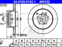 Disc frana TOYOTA RAV 4 Mk II (CLA2_, XA2_, ZCA2_, ACA2_) (2000 - 2005) ATE 24.0109-0152.1