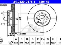 Disc frana TOYOTA YARIS (P1) (1999 - 2005) ATE 24.0320-0175.1 piesa NOUA