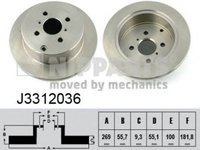 Disc frana TOYOTA YARIS SCP9 NSP9 KSP9 NCP9 ZSP9 NIPPARTS J3312036