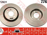 Disc frana VOLKSWAGEN GOLF Mk II (19E, 1G1) - OEM - TRW: DF2631 - Cod intern: W02305694 - LIVRARE DIN STOC in 24 ore!!!