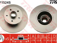 Disc frana VOLKSWAGEN TRANSPORTER / CARAVELLE III bus - OEM-TRW: DF1524S - W02305659 - LIVRARE DIN STOC in 24 ore!!!