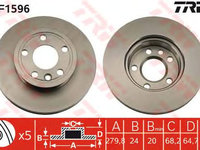 Disc frana VOLKSWAGEN TRANSPORTER Mk IV caroserie (70XA) - OEM - TRW: DF1596 - Cod intern: W02203170 - LIVRARE DIN STOC in 24 ore!!!