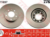 Disc frana VOLVO 940 (944) (1990 - 1994) TRW DF1697