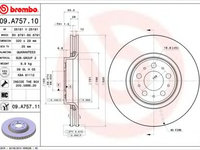 Disc frana VOLVO S80 I (TS, XY) (1998 - 2006) BREMBO 09.A757.11 piesa NOUA