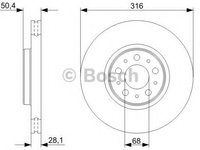 Disc frana VOLVO V70 Mk II (SW) (2000 - 2007) Bosch 0 986 479 C85