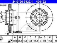 Disc frana VOLVO XC90 I (2002 - 2020) ATE 24.0120-0122.1