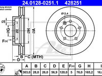 Disc frana VW AMAROK (2H_, S1B) (2010 - 2016) ATE 24.0128-0251.1