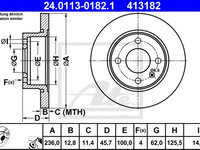 Disc frana VW CADDY II Pick-up (9U7) (1996 - 2000) ATE 24.0113-0182.1 piesa NOUA