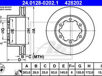 Disc frana VW CRAFTER 30-35 bus (2E_) (2006 - 2020) ATE 24.0128-0202.1