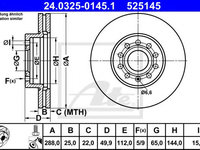 Disc frana VW GOLF V (1K1) (2003 - 2009) ATE 24.0325-0145.1