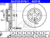 Disc frana VW MULTIVAN Mk V (7HM, 7HN, 7HF, 7EF, 7EM, 7EN) (2003 - 2020) ATE 24.0132-0116.1