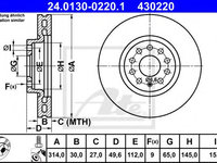 Disc frana VW TIGUAN (US) (2016 - 2016) ATE 24.0130-0220.1