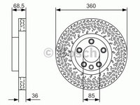 Disc frana VW TOUAREG (7P5) (2010 - 2016) BOSCH 0 986 479 B12 piesa NOUA