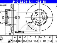 Disc frana VW TOUAREG (7P5) (2010 - 2020) ATE 24.0132-0118.1