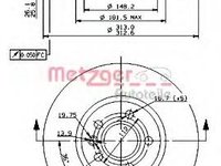 Disc frana VW TRANSPORTER / CARAVELLE Mk IV bus (70XB, 70XC, 7DB, 7DW), VW SHARAN (7M8, 7M9, 7M6), FORD GALAXY (WGR) - METZGER 24969