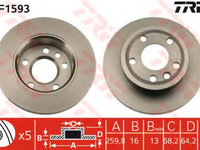 Disc frana VW TRANSPORTER / CARAVELLE Mk IV bus (70XB, 70XC, 7DB, 7DW, 7DK (1990 - 2003) TRW DF1593