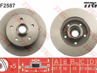 Disc frana VW TRANSPORTER Mk III caroserie (1979 - 1992) TRW DF2587