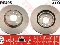 Disc frana VW TRANSPORTER V bus (7HB, 7HJ, 7EB, 7EJ, 7EF, 7EG, 7HF, 7EC) (2003 - 2016) TRW DF4309S piesa NOUA