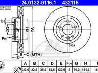 Disc frana VW TRANSPORTER V caroserie (7HA, 7HH, 7EA, 7EH) (2003 - 2016) ATE 24.0132-0116.1 piesa NOUA