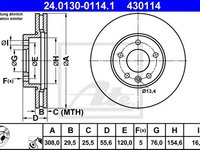 Disc frana VW TRANSPORTER V platou / sasiu (7JD, 7JE, 7JL, 7JY, 7JZ, 7FD) (2003 - 2016) ATE 24.0130-0114.1 piesa NOUA