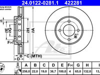 Disc frana VW UP (2011 - 2016) ATE 24.0122-0281.1