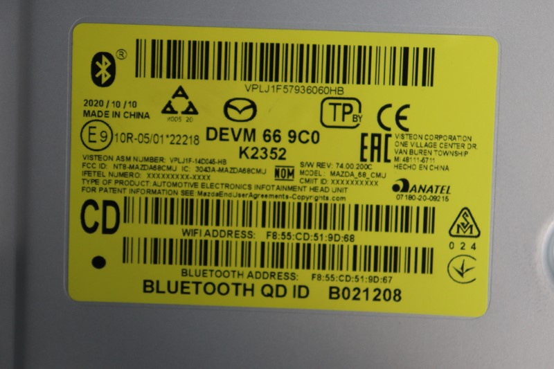 DISPLAY MAZDA CX-3 / AN 2020 - COD D23N6