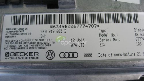 Display MMi 2G ORIGINAL cod 4F0919603B Audi A6 4F - Q7 4L