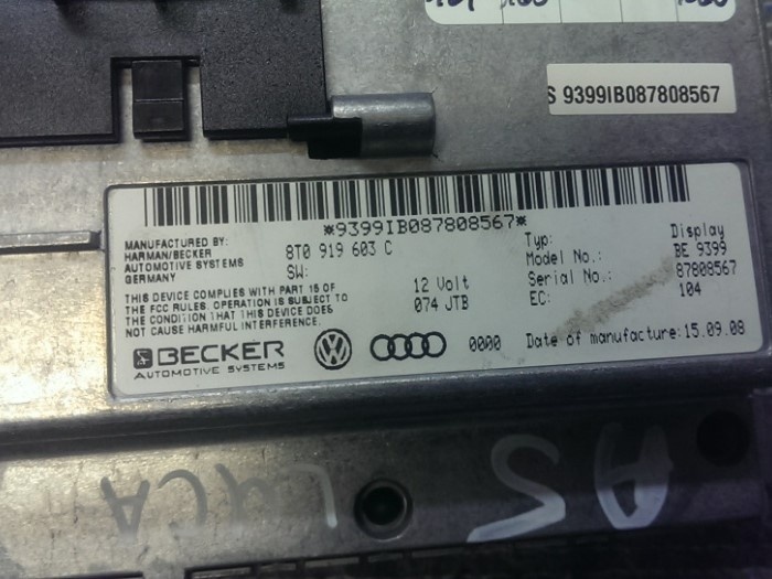 Display Monitor Color Audi A4,A6,A5,Q5,Q