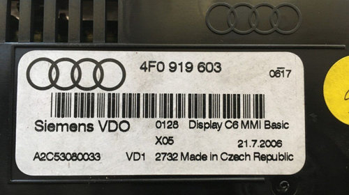 Display navigatie Audi A6 4F C6, an 2004-2011, cod 4F0919603