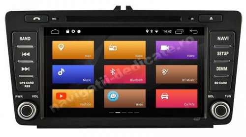 Dvd Gps Auto Navigatie ANDROID SKODA OCTAVIA 2 ECRAN 8" Internet Carkit NAVD-MT9725