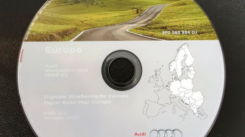DVD HARTA GPS 2020 AUDI A3 A4 A6 R8 NAVIGATIE RNS-E EUROPA + ROMANIA 2020