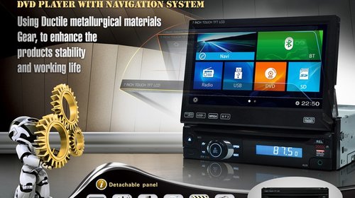 DVD PLAYER AUTO CU ECRAN RETRACTABIL LCD 7'' PNI U8008 FATA DETASABILA