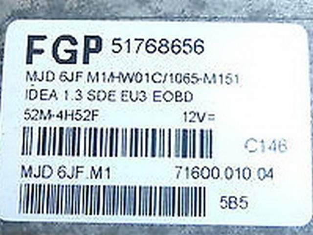 ECU Calculator motor Fiat Idea 1.3JTD 51768656 6JF.M1 {