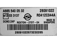 ECU Calculator motor Ssangyong Rexton 2.7D A6655400532 DCM3.2AP {