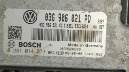 ECU Calculator Motor VW Caddy 1.9 tdi, 0281014073, 03G906021PD, EDC16U34